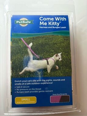 PetSafe Come With Me Kitty Harness and Bungee Leash - Dusty Rose and Burgundy